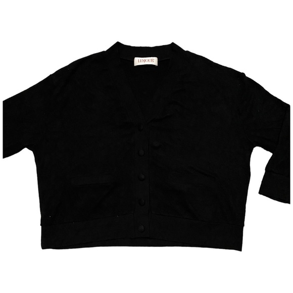 NWOT LESJOUR BLACK BUTTONED CARDIGAN BIZ-LEIZURE COMFY WORK ATTIRE BUTTERY SOFT - Picture 3 of 15